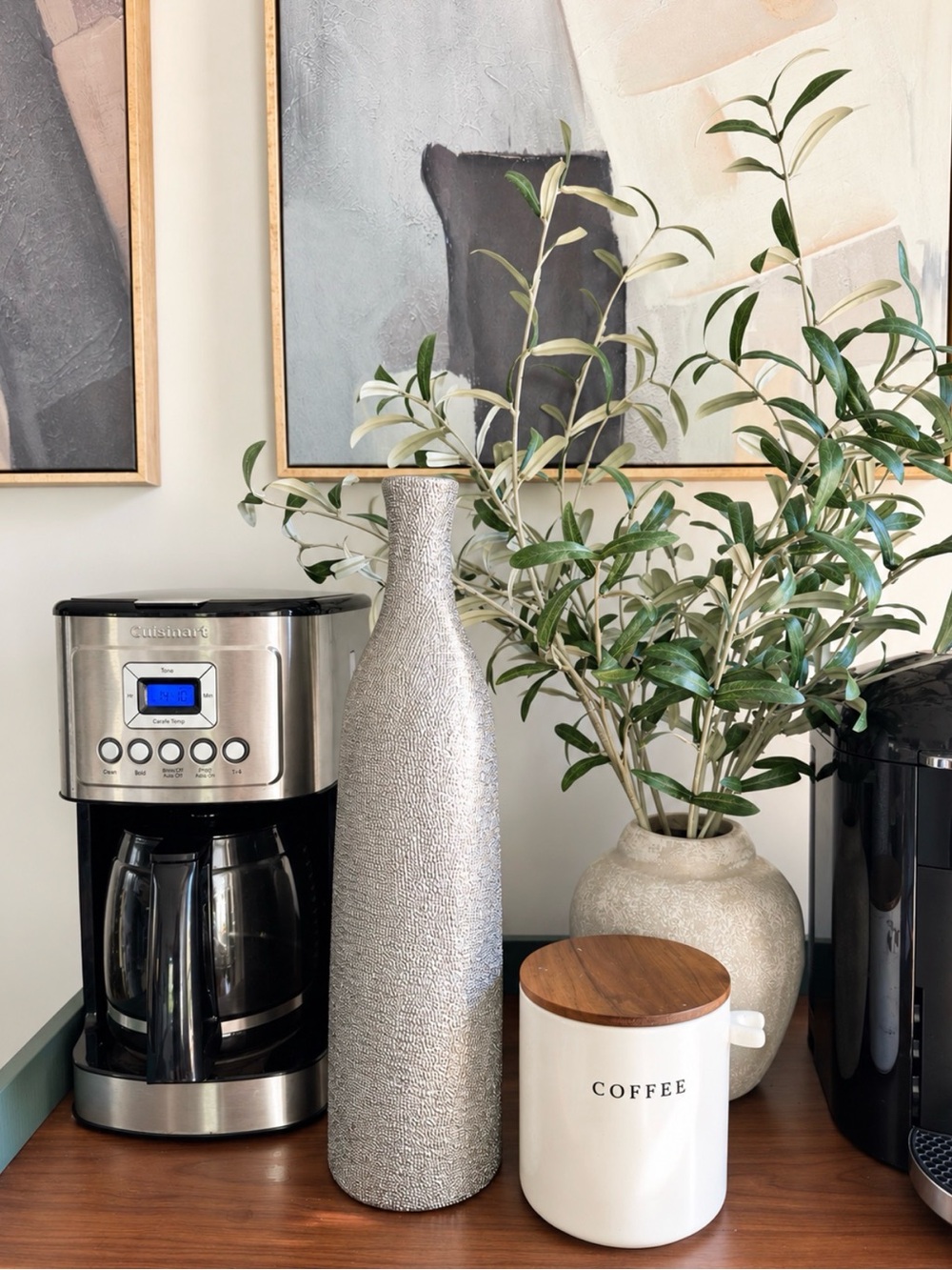 Silver Textured Vase | Tall Ceramic Home Decor